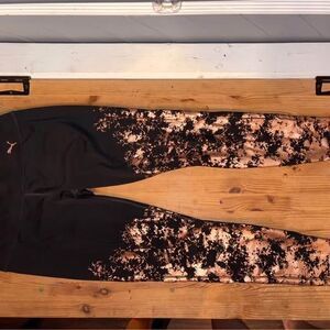 Puma Leggings Wide Band Gold Black Barre Gym Lift Walk Athletic Women's Medium